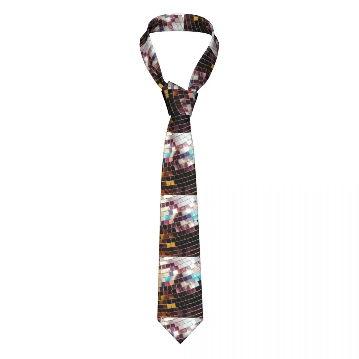 

Mirrored Disco Ball Tie Sequins Print Men Fashion Neck Ties Gift Shirt Business Polyester Silk Cravat