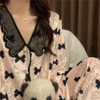 2022 spring new fashion comfortable leisure light luxury pajamas women long sleeved thin section cute students home clothes suit
