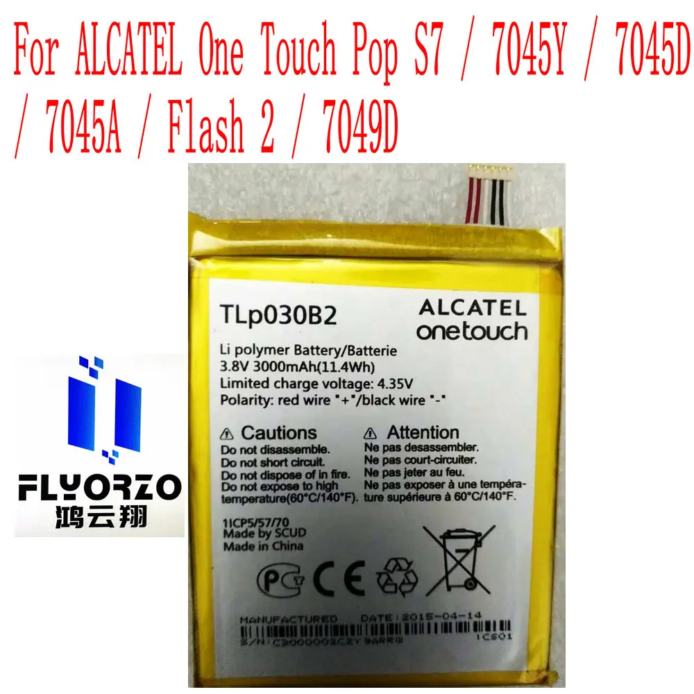 

High Quality 3000mAh TLp030B2 Battery For ALCATEL One Touch Pop S7 7045Y 7045D 7045A Flash 2 / 7049D Mobile Phone