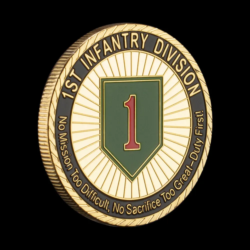 1-е пехотное подразделение США памятная монета Отдел армии сувенир позолоченная