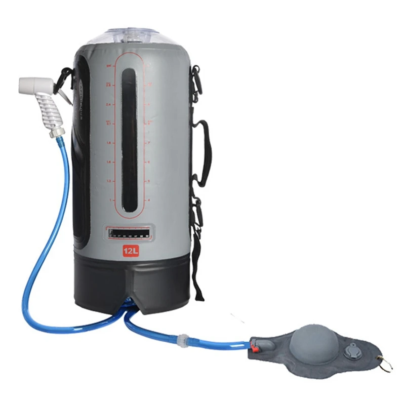 

3 Gallon/12 Liter Camping Shower Bag Portable Shower Outdoor Shower Pump With Pressure Pump And Shower Head For Camping