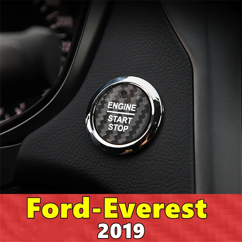 

For Ford Everest Car Engine Start Stop Button Cover Real Carbon Fiber Sticker 2019