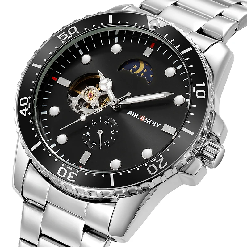 

2022 New Hot Sale Aocasdiy Genuine Solid Steel Band Fashion Business Sports Casual Automatic Mechanical Men's Watch Best Gift