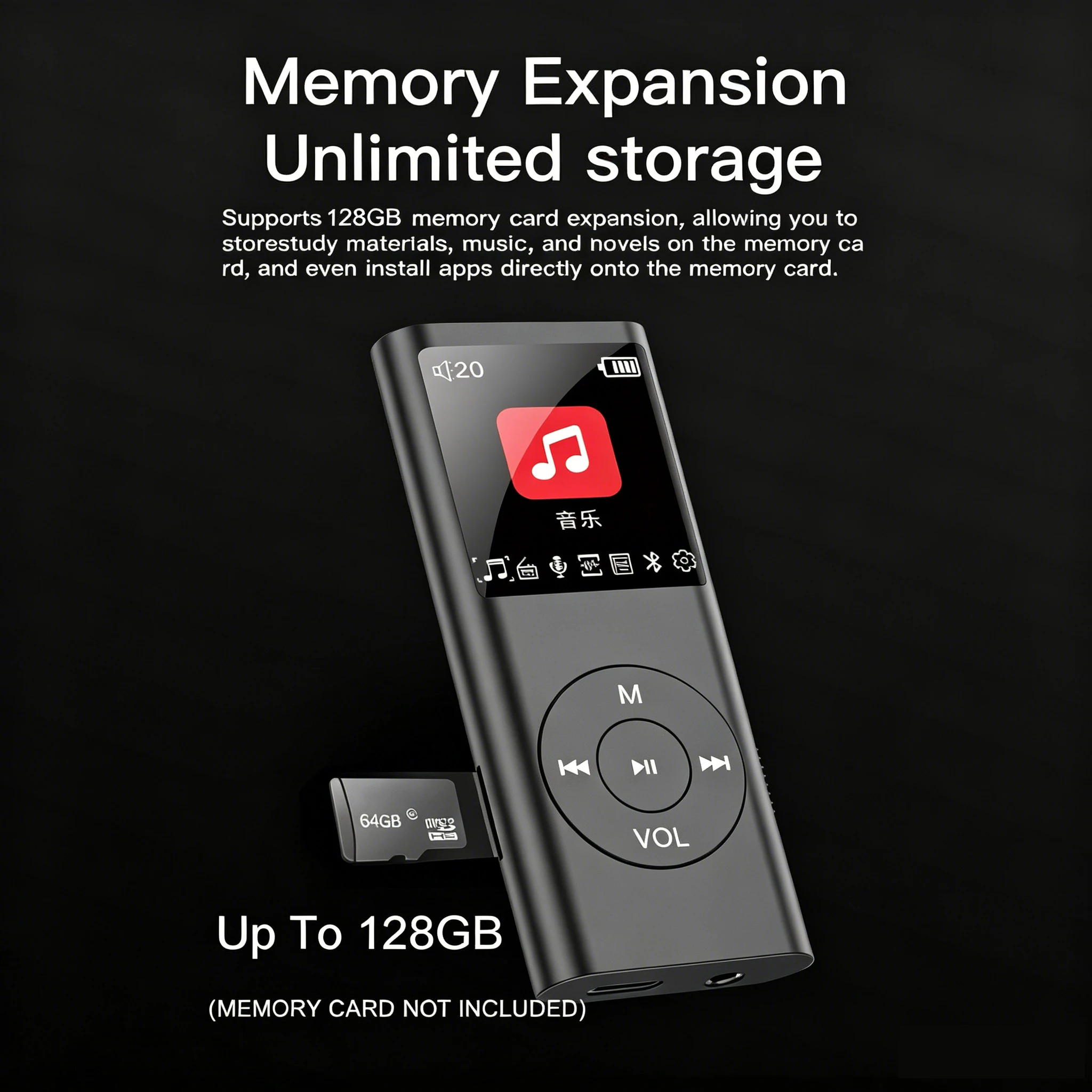 Фото KEBIDUMEI Bluetooth MP4 MP3-плеер для музыки без потерь, Walkman, поддержка электронных книг, запись аудио с TF-карты, воспроизведение звука без потерь, MP3 MP4-плеер №5