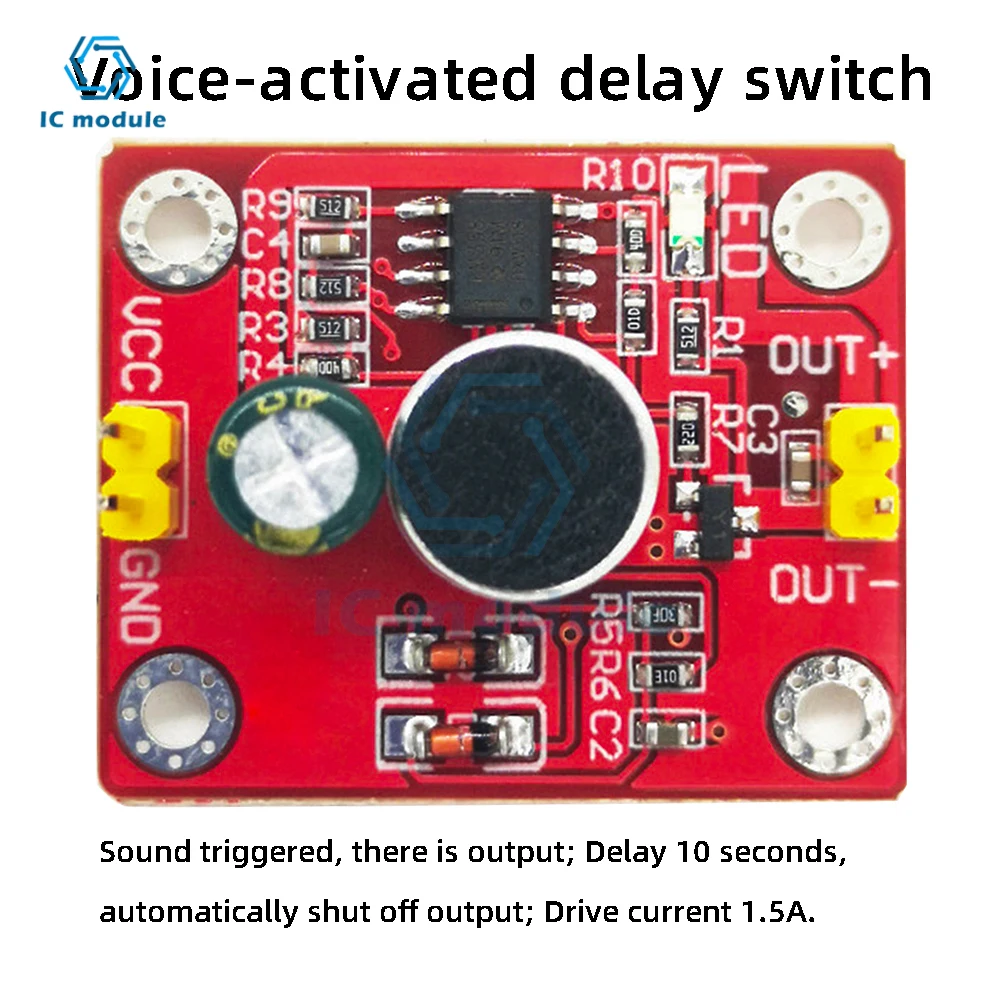 

Voice Control Delay Module / Direct Drive LED / Motor Driver Board / DIY Small Desk Lamp / Small Fan DC 3V-9V 1.5A
