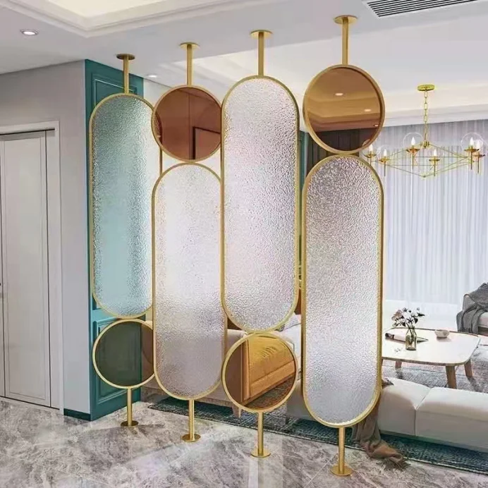 

Tempered glass partition, porch, super white, plain white, three-dimensional, special-shaped modern light transmission partition