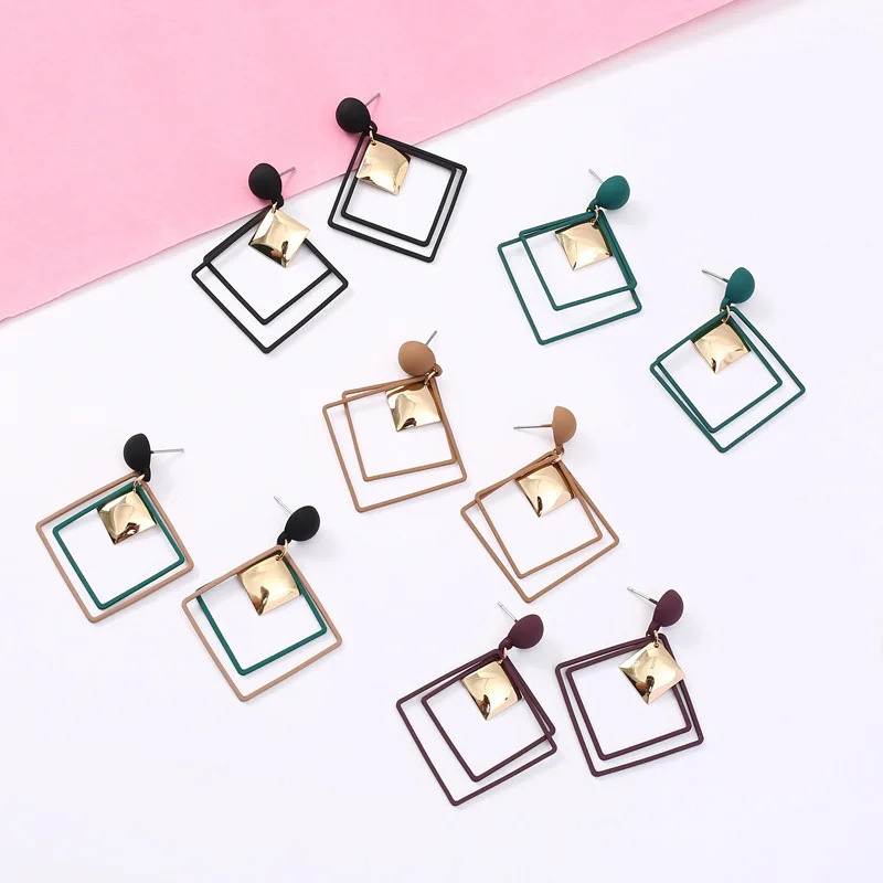 

Korean version personalized cool style geometric earrings