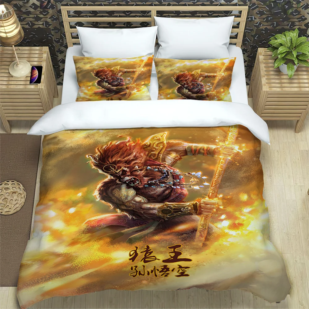 

Sun WuKong Monkey King Print Three Piece Bedding Set Fashion Article Children or Adults for Beds Quilt Covers Pillowcases Gift