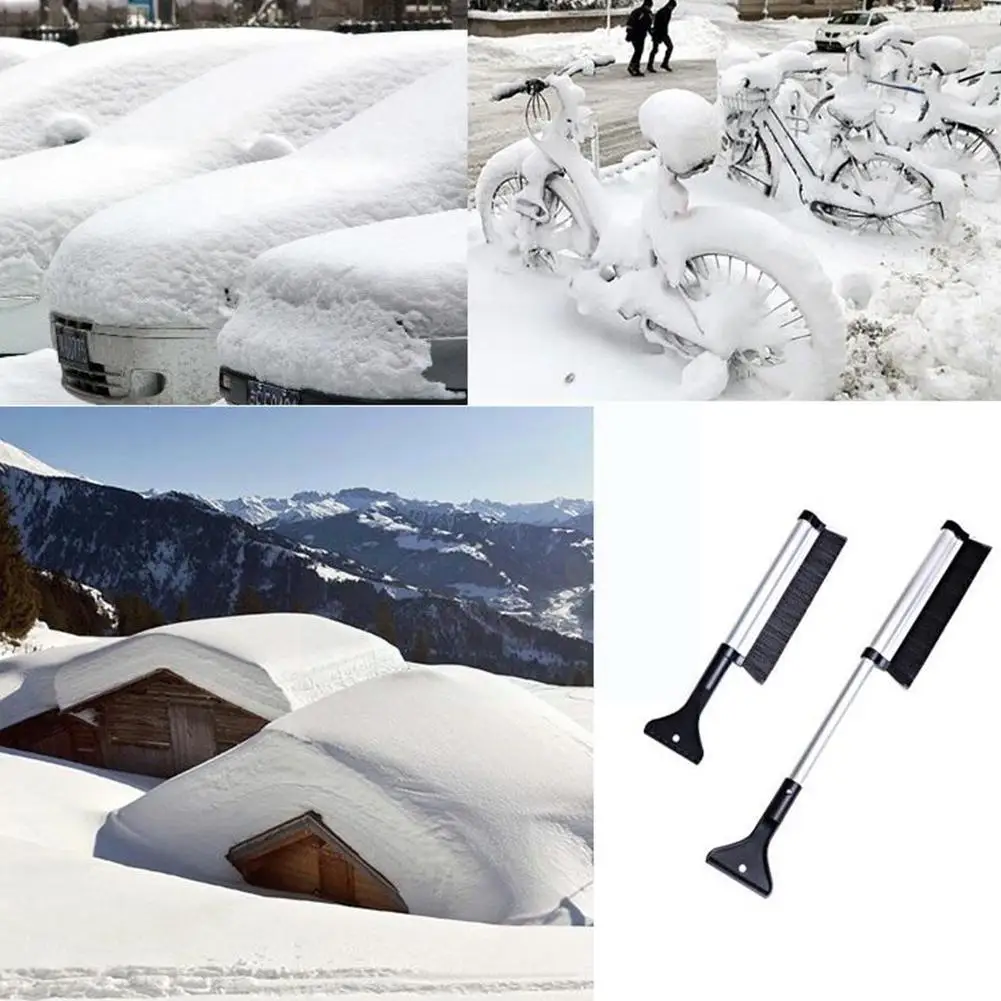 

Winter Car Shovel 2-in-1 Car Windshield Roof Ice Scraper Remover Cleaning Tools Extendable Brush Auto C9Z1