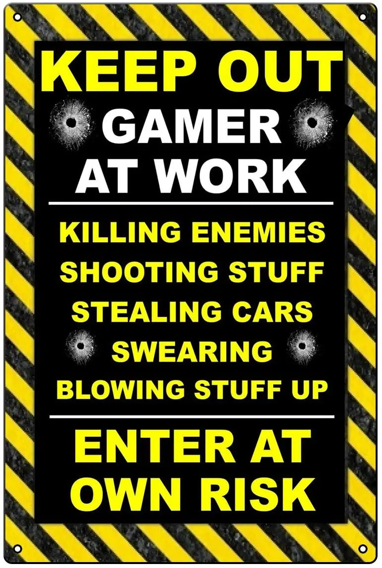 

KEEP OUT GAMER AT WORK METAL TIN WALL PLAQUE SIGN GIFT Tin Signs Poster En Metal Cadeau Une