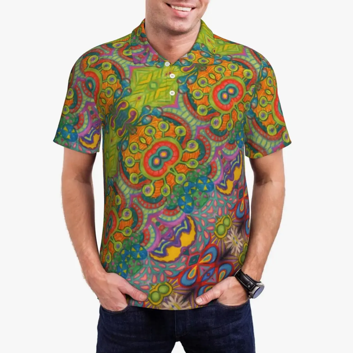 Рубашки поло в стиле ретро с принтом 60-х годов мужские повседневные рубашки