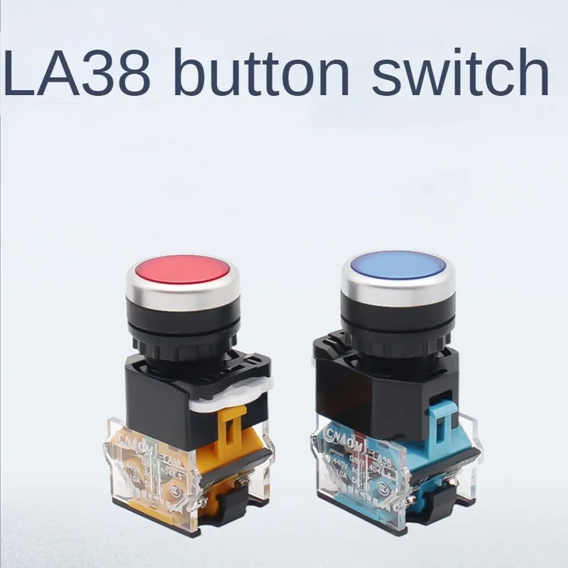 

Push Button Switch Self Reset La38-11bn Round Start Stop Inching Self-locking One Open One Close 220v Flat Button