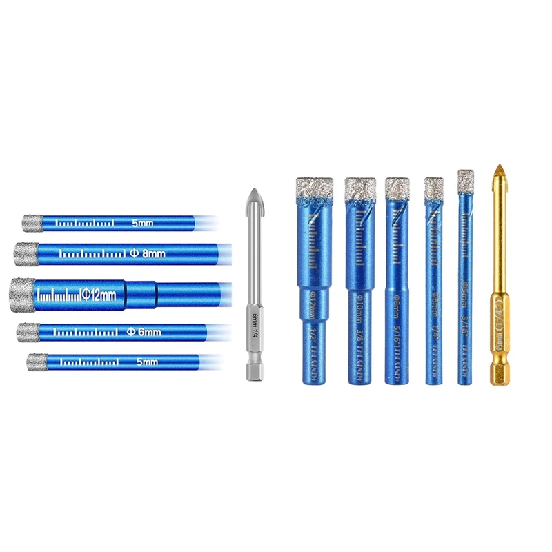 

Tile Drill Set, 6-Piece Diamond Drill Bit, 5-12 Mm Tile Drill, Diamond Drill Bit For Ceramic Granite Porcelain Tiles