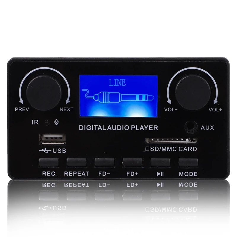

Плата mp3-декодера с поддержкой Bluetooth 5,0, поддержка беспроводной записи, FM, DC 12 В, MP3, WMA, WAV, APE, FLAC, аудио плеер для автомобиля