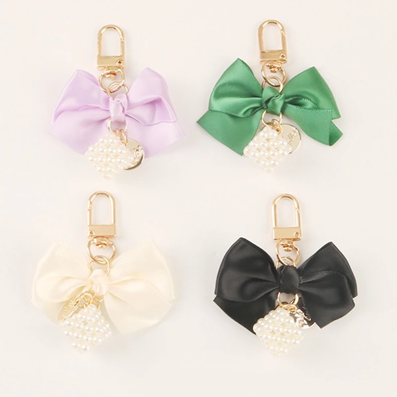 Kawaii металлический брелок милый атласный бант жемчужный магический куб для