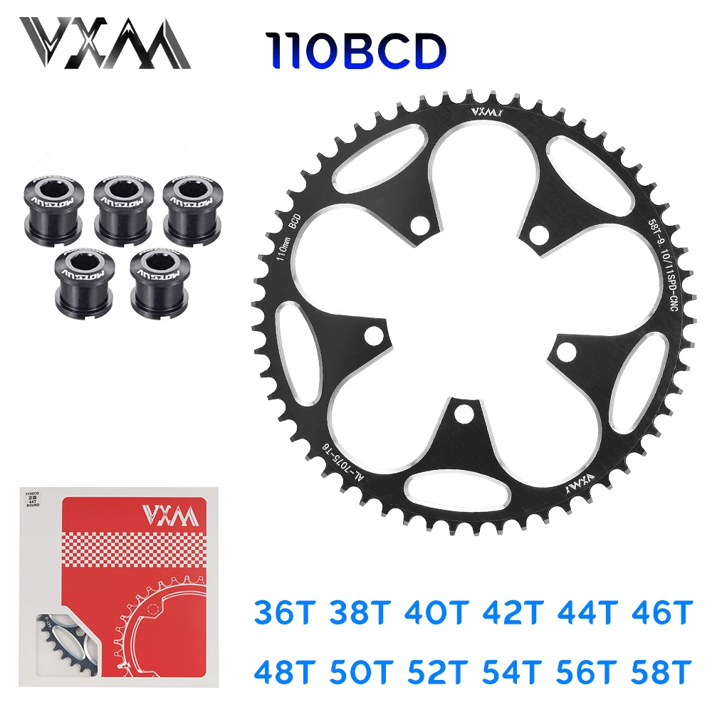 

VXM 110BCD Chainring with 5 Disc Screws Road Bike Narrow Wide Chainwheel, for Shimano R7000 R8000 R9100 R9000 4700 5800 6800