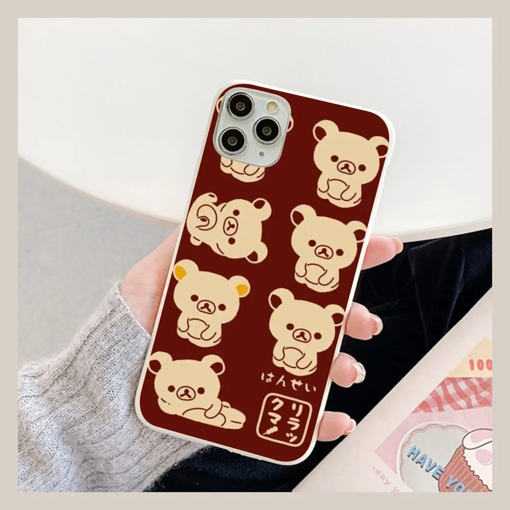 Cute Rilakkuma Phone Case For IPhone 14 11 12 13 Mini Pro Xs Max 8 7 6 6S Plus X XR Solid Candy Color