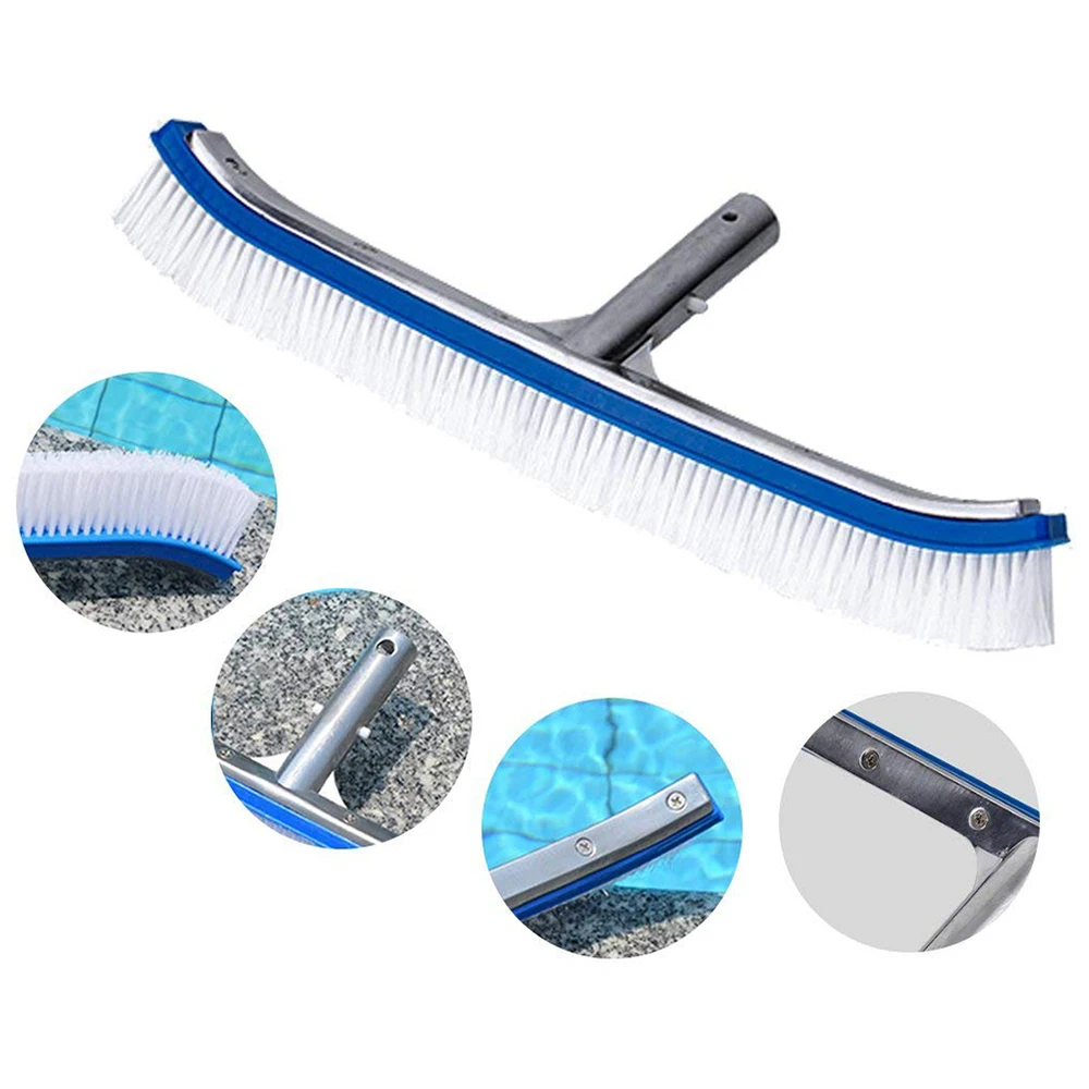 

18 Inch Curved Swimming Pool Brush Cleaning Tools Spa Wall & Floor Brush Nylon Bristles Cleaner Broom Swimming Pool Accessories