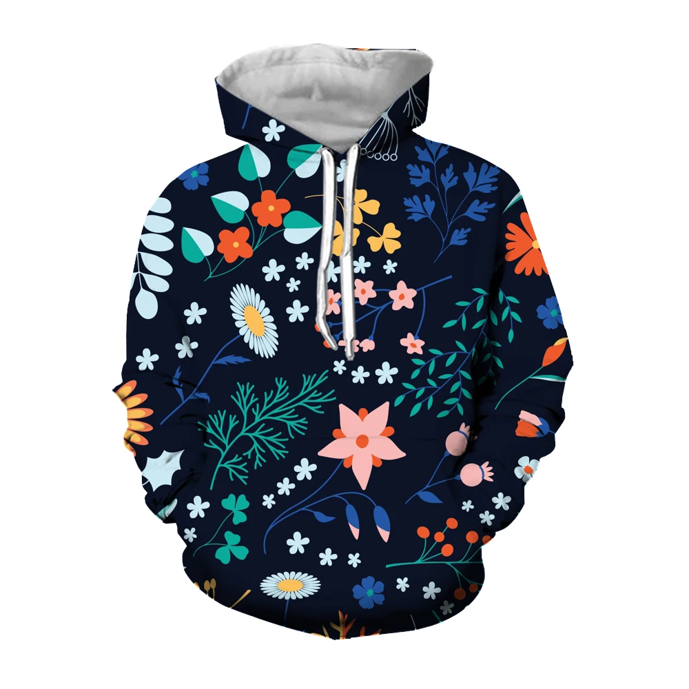 Jumeast 3D печатные мультфильмы листья цветок мужские толстовки женская уличная