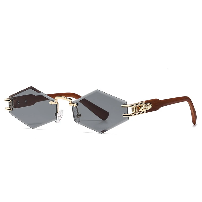 

New Luxury Brand Tiny Designer Sunglasses For Women And Men Rimless Hexagon Shape Glasses Unisex Shades UV400