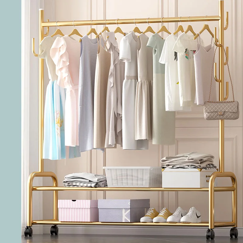 

Heavy Multi-hanger Coat Rack Shoe Wheel Modern Nordic Hall Floor Clothes Rack MultiAdjustable Mobile Estantes Entrance Furniture