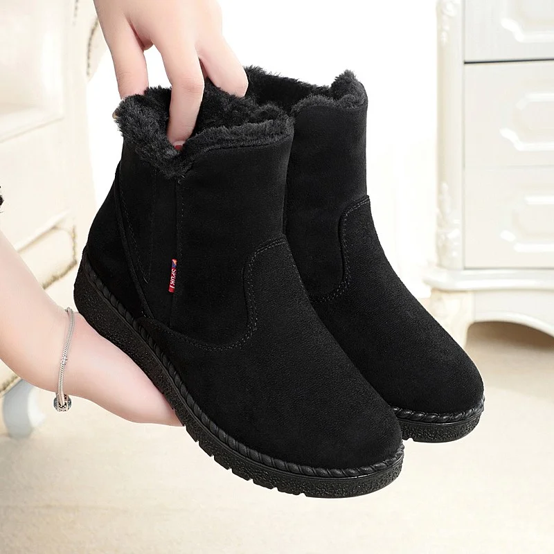 

Women Boots 2023 Winter Warm Snow Boots Female Plush Round Head Ladies Shoes Zipper Cotton Shoes for Women Zapatos De Mujer