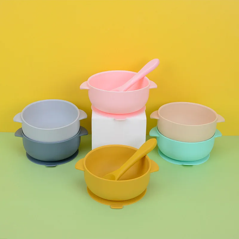 

Baby Safe Sucker Silicone Dining Plate Solid BPA Free Children Dishes Suction Toddle Training Tableware Kids Feeding Bowls