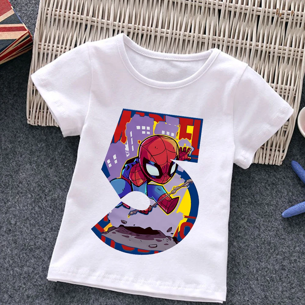 Детские футболки с изображением Человека-паука и цифр на день рождения футболка