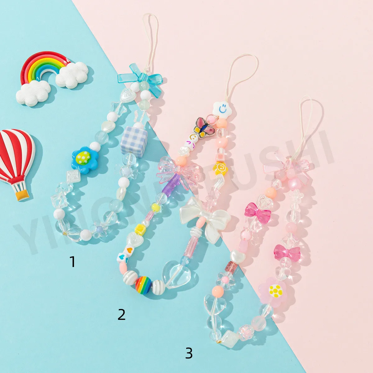 

Fashion Acrylic Bow Irregular Creative Beaded Exquisite Lanyard Multiple Options Mobile Phone Chain Female Jewelry Accessories