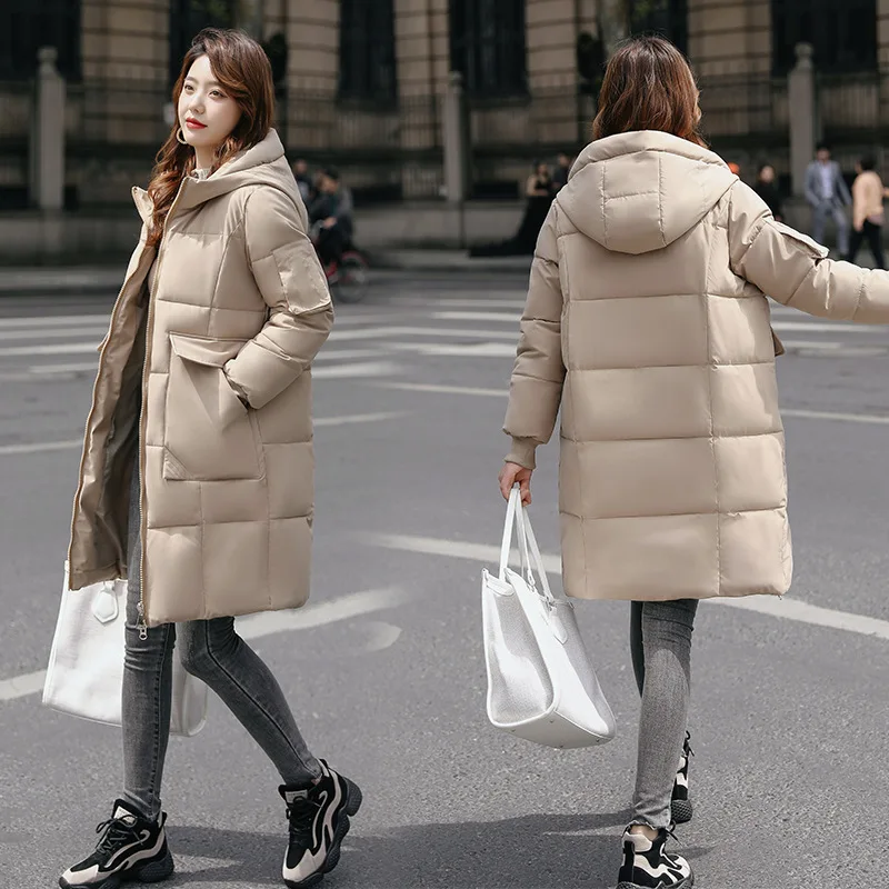 Casual Cotton Padded Coat Women Korean Fashion Thicken Warm Hooded Jacket Women 2022 Winter Loose Solid Jacket Female Y924