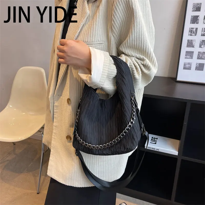 Pleated Design Handbag For Women 2023 Fashion Large Capacity Chain Lady Shoulder Bags Shopping Pack Leisure Crossbody Bag Female