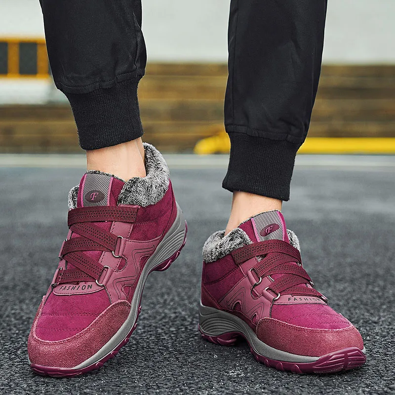 Winter Women's Boots Warm Plush Casual Walking Shoes High To Help Non-slip Hiking Shoe