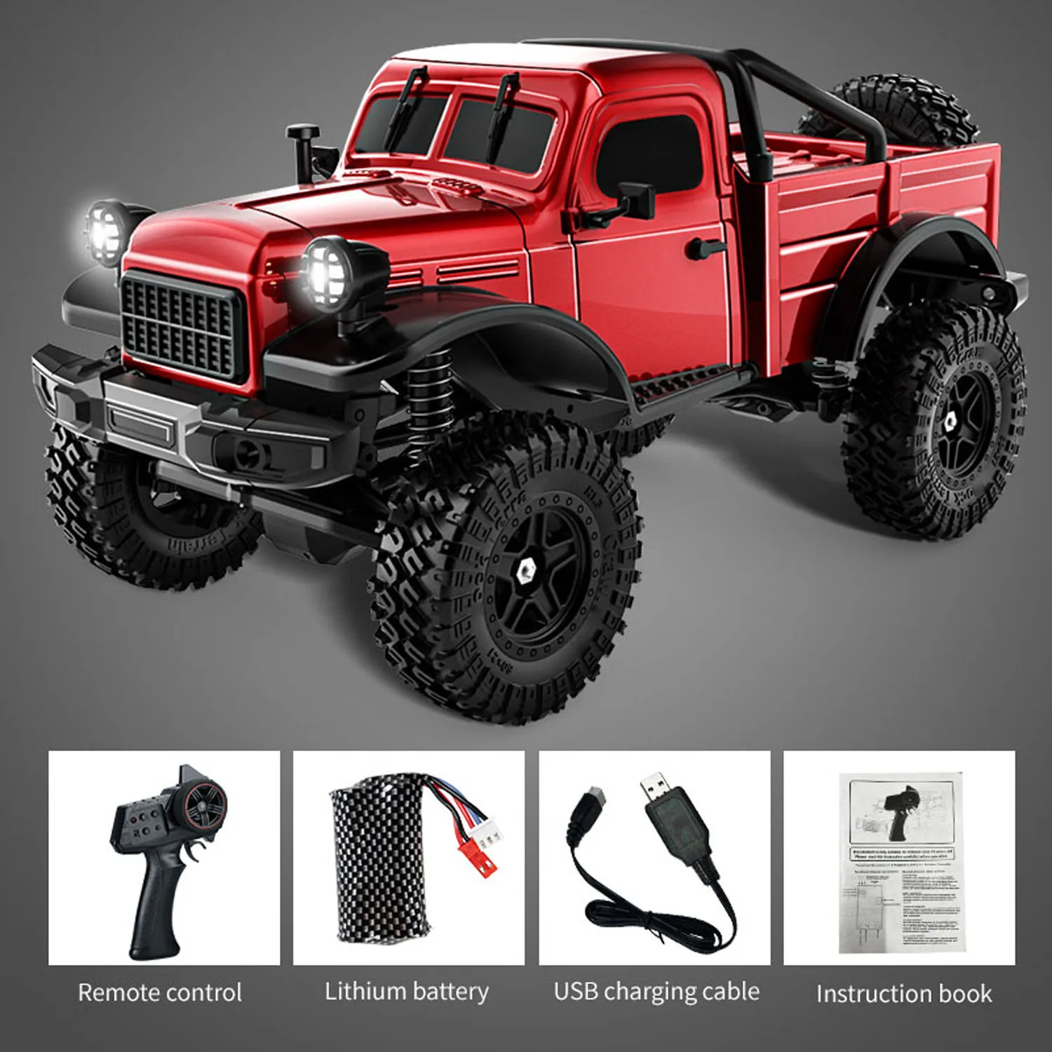 Фото 1/18 Пульт дистанционного управления 4WD Rock Crawler Автомобиль Моделирование Пикап 2,4 ГГц RC Гусеничный Матовый мотор Батарея Свет Готовый к работе №4
