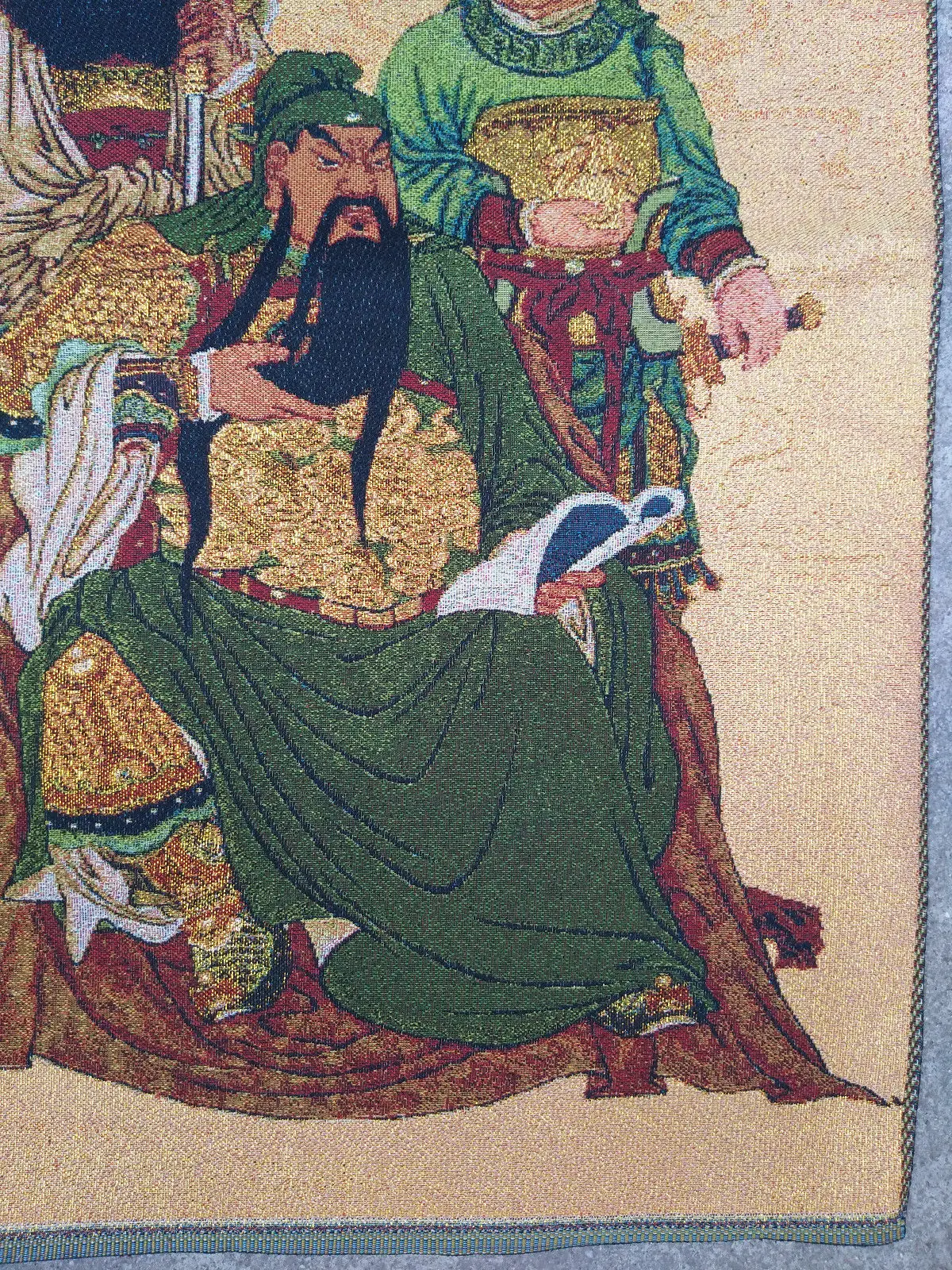 Китайский шелковый древний Лю Бей Гуань Ю Чжан Фей Танка Тханка Фреска Настенная