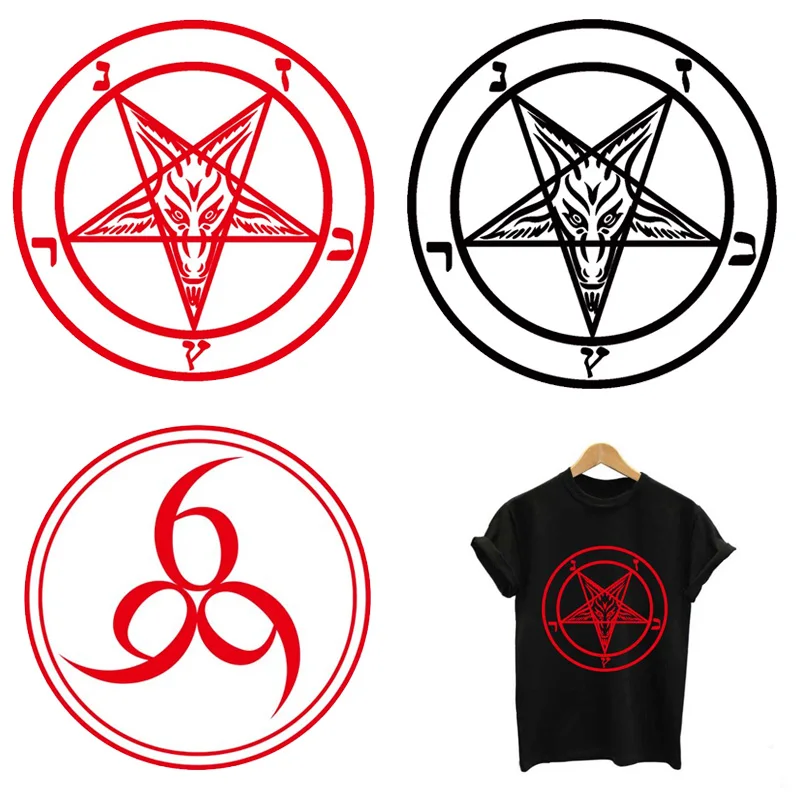 

Satan Demon 666 Iron on Patches for Clothing Heat-sensitive Thermo Stickers Appliques on Clothes Transfer Fusible Custom Patch F