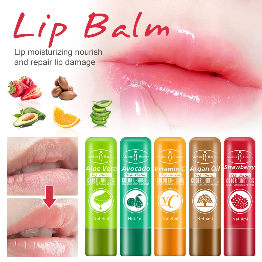 

4ml Moisturizing Lip Balm Lip Care 5 Color Changing Lasting Moisture Lipstick Natural Essence Lip Nourishing Repairing Lip Care