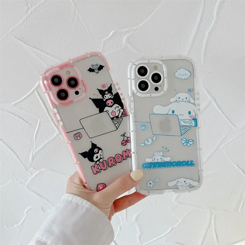 

Cute Hello Kitty Sanrio Kuromi Cinnamonroll Lminous Phone Case For iPhone 14 13 12 11 Pro Max XR XS X Shockproof Shell Y2k Girl
