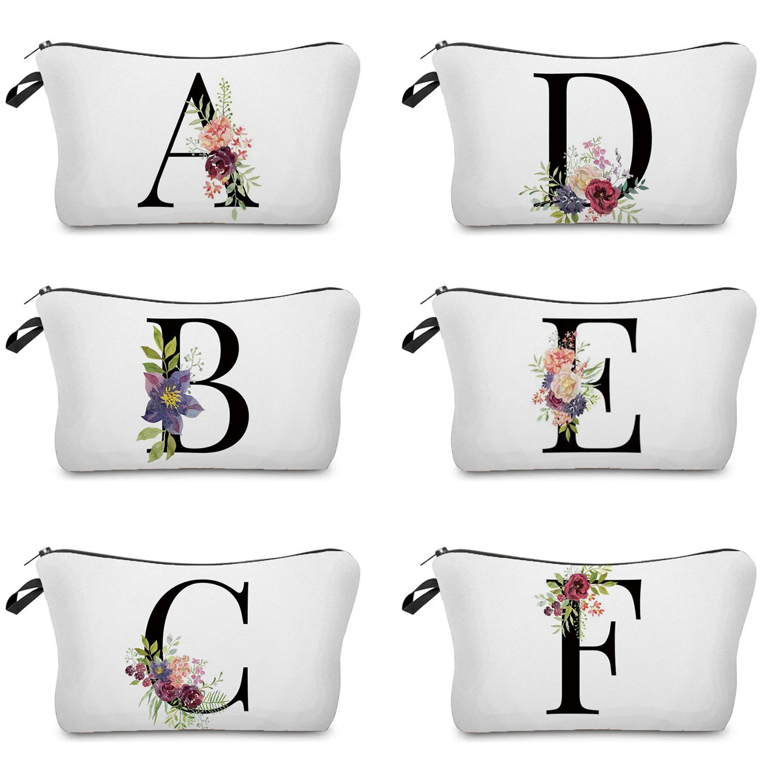 

Initial Letter Flower Custom Name Toiletry Kit Women Custom Toiletry Bag Travel Toiletry Organize Makeup Bag Student Pencil Case