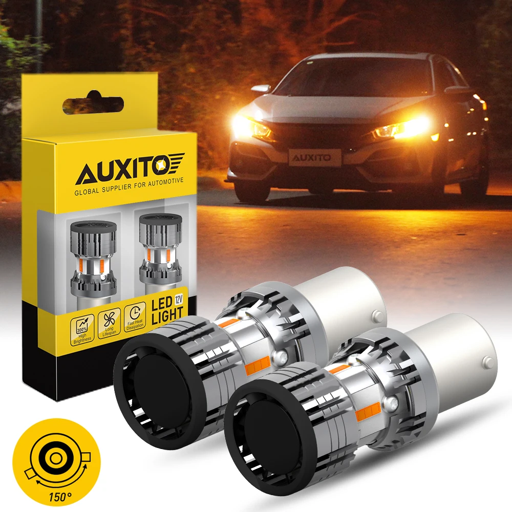 

AUXITO 2X BAU15S PY21W LED Canbus Yellow Amber Turn Signal Bulb Lamp No Hyperflash 7440 W21W LED 1156 BA15S Indicator Light 12V