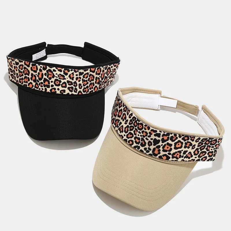 

New Leopard Print Top Cap Ladies Spring/Summer Outdoor Sun Protection Sun Hat Ride Mountaineering Sports Sunshade Topless Cap