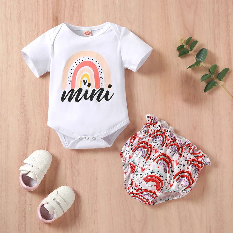 

Newborn Baby GirlPrint Clothes Set Short Sleeve White Letter Romper Tutu Bottoms with Headband 3PCS Outfits Set