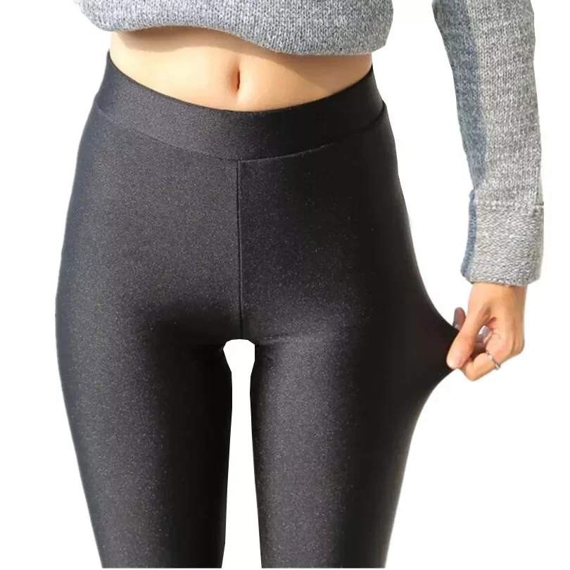 

2022New Hot Sales Women Leggings Shiny Thin Neon Leggings Full Ankle Length Stretch Pants New Leggings Polyester Casual Clothing