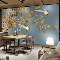 custom photo wallpaper chinese style hand painted retro ginkgo leaf mural living room tv background wall murals papel de parede