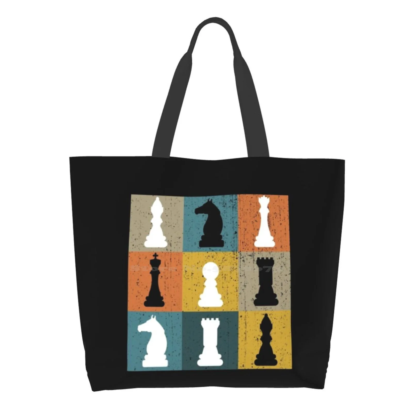 

Vintage Retro Chess Board Art Chess Player Game Pieces Gift Gear High Quality Large Size Tote Bag Chess Board Game Strategy