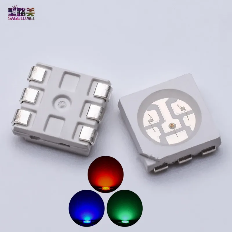 

1000pcs 5050 RGB SMD LED PLCC-6 3-CHIPS Chip 0.2W 3V Red/Green/Blue SMT Light Emitting Diodes Lamp Beads Ball For Strip Light