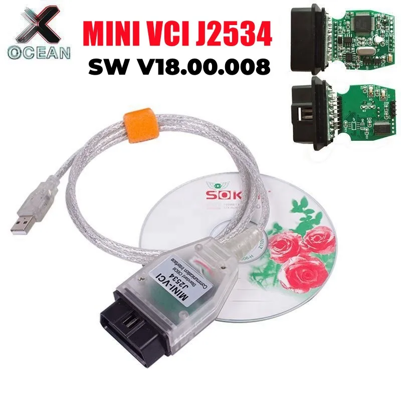 МИНИ VCI J2534 ДЛЯ TOYOTA TIS Techstream V18.00.008 OBD2 ДИАГНОСТИЧЕСКИЙ КАБЕЛЬ MINIVCI FTDI FT232RL FT232RQ ИНТЕРФЕЙС MINI-VCI сканер.