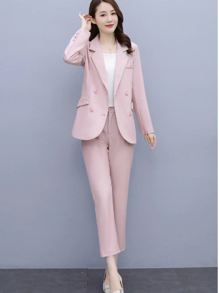 

Spring and Summer New Solid Color Women's Suits Fashion Professional Temperament Casual 2-piece Office Business Wear Essentials