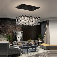 rectangular round black led chandelier lighting hanging lamps lustre suspension luminaire lampen for stair case foyer