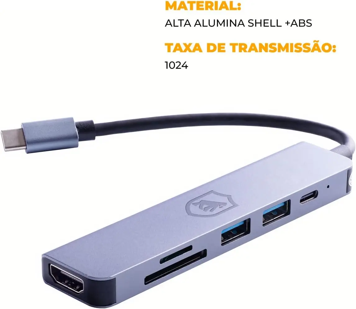 

2023 Adaptador Multifuncional 6 em 1 - HDMI / USB-C / Hub Usb 3.0 -