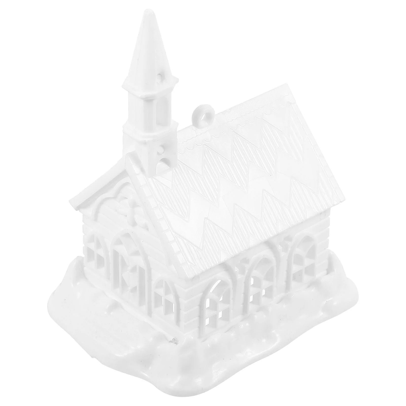 Белый маленький дом в снежной сцены пластиковая модель мини-рождественские